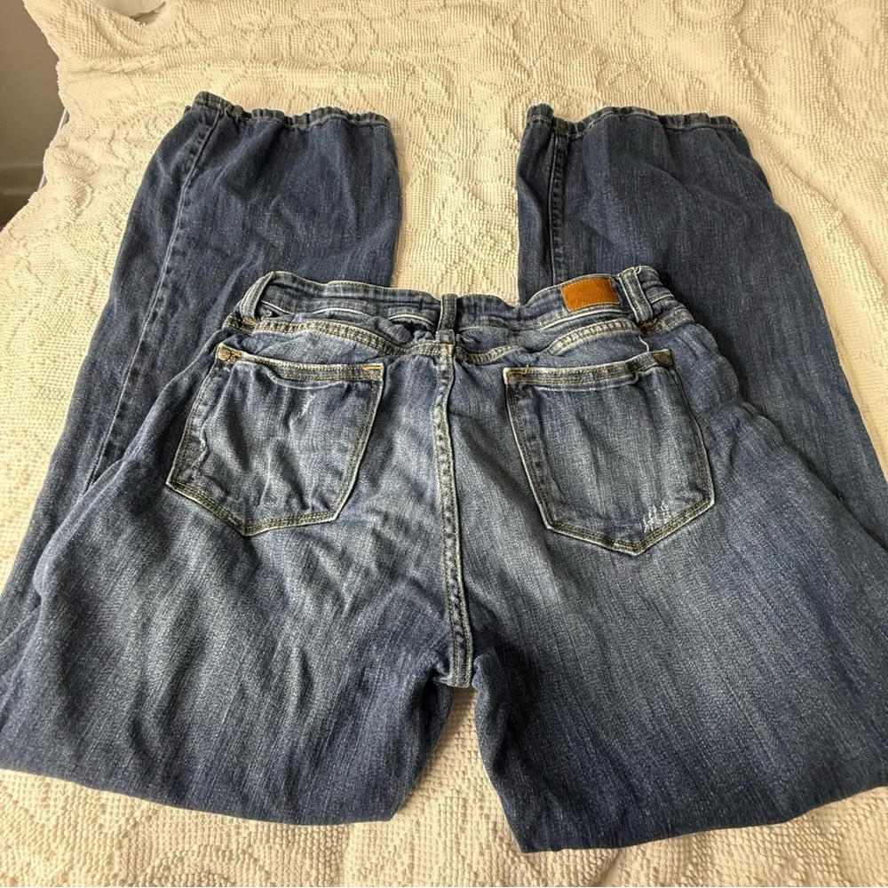 Judy Blue Los Angeles Dark Wash Straight Leg Jeans Size‎ 11/30 Distressed Denim
